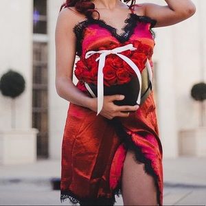 Red Silk Lace Dress